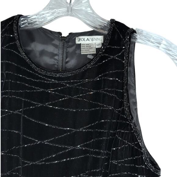 Zola Evening sleeveless, beaded black velvet top, size 6P - Picture 9 of 9